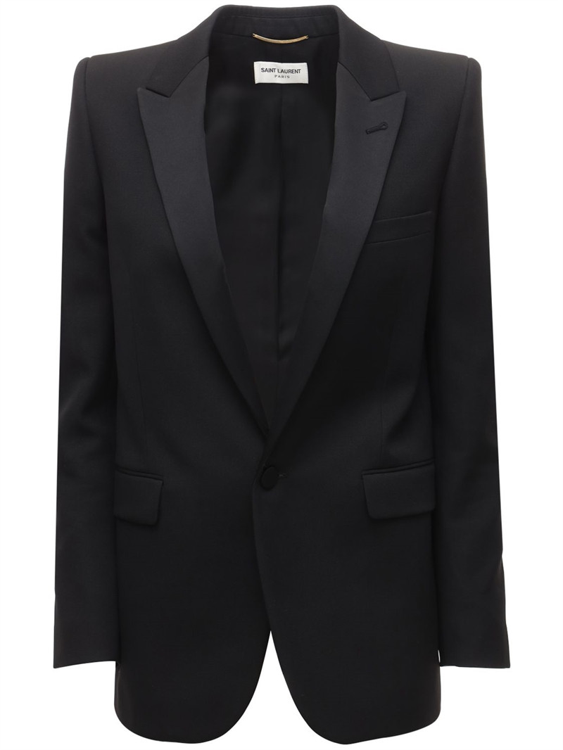 Wool gabardine one button blazer | Luisaviaroma