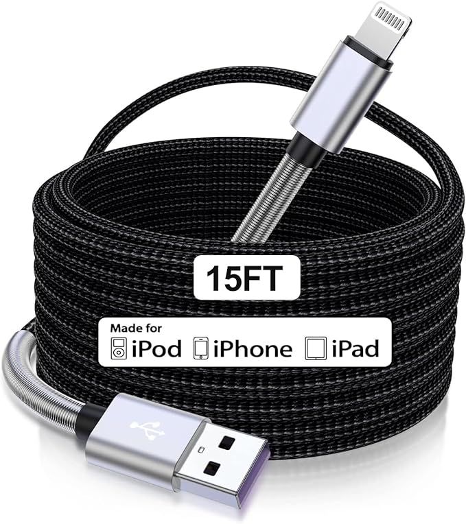 Cabepow 15 FT Extra Long iPhone Charger Cord,[Apple MFi Certified] Long Apple Lightning Cable 5M,... | Amazon (US)