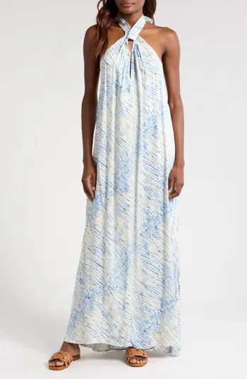 Stripe Cover-Up Halter Maxi Dress | Nordstrom