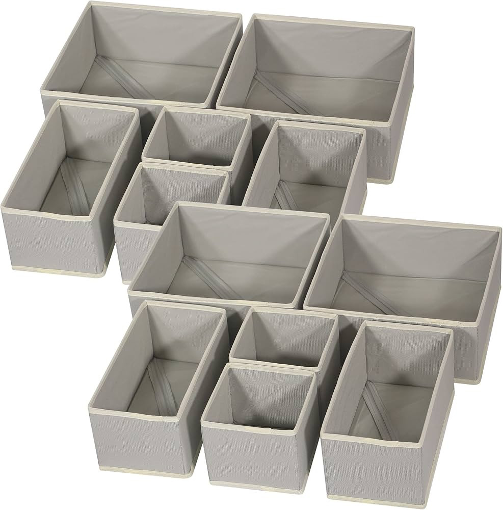 DIOMMELL 12 Pack Foldable Cloth Storage Box Closet Dresser Drawer Organizer Fabric Baskets Bins C... | Amazon (US)