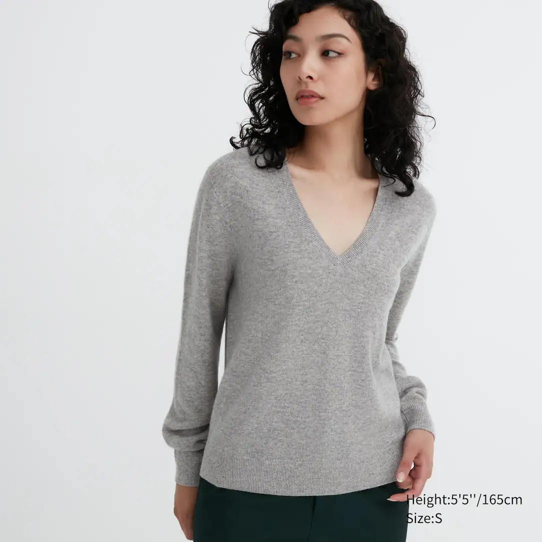 100% Kasjmier Trui met V-Hals | UNIQLO | Uniqlo NL