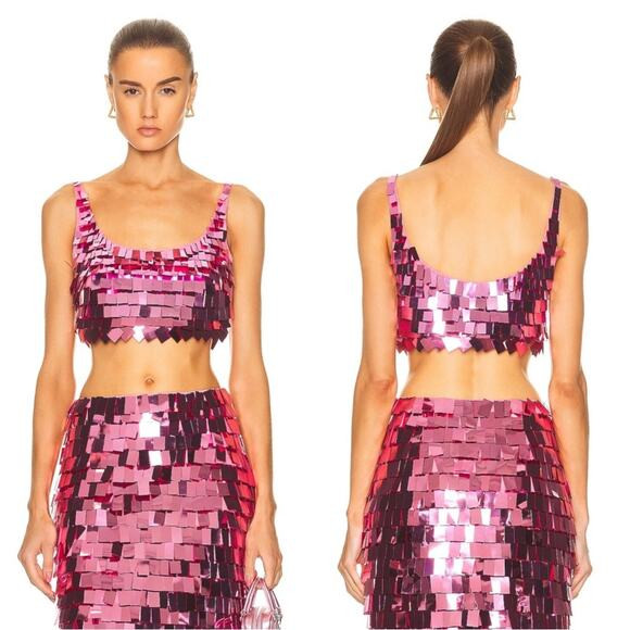 Jonathan Simkhai Ronette Embroidered Sequin Embellished Top in Pink Punch Size 0 | Poshmark