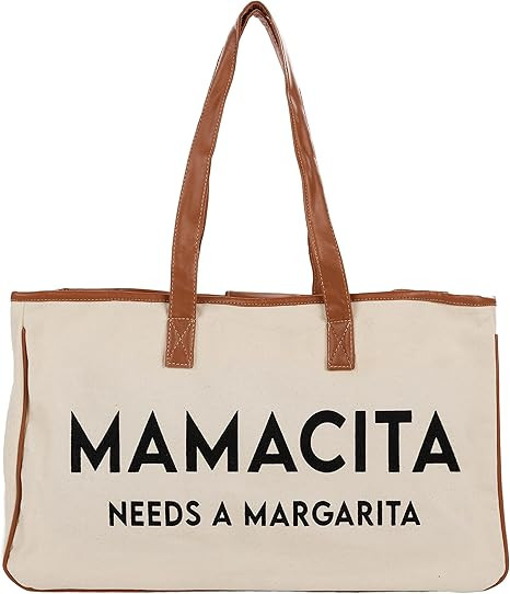 Funky Junque Large Canvas Tote Bag for Women - Cotton Beach Bag with Leather Straps & Inner Pocke... | Amazon (US)