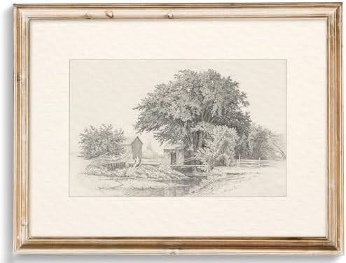 Neutral Vintage Wall Art for Home Decor, Farmhouse Landscape Sketches Wall Decor, Rustic Nature C... | Amazon (US)