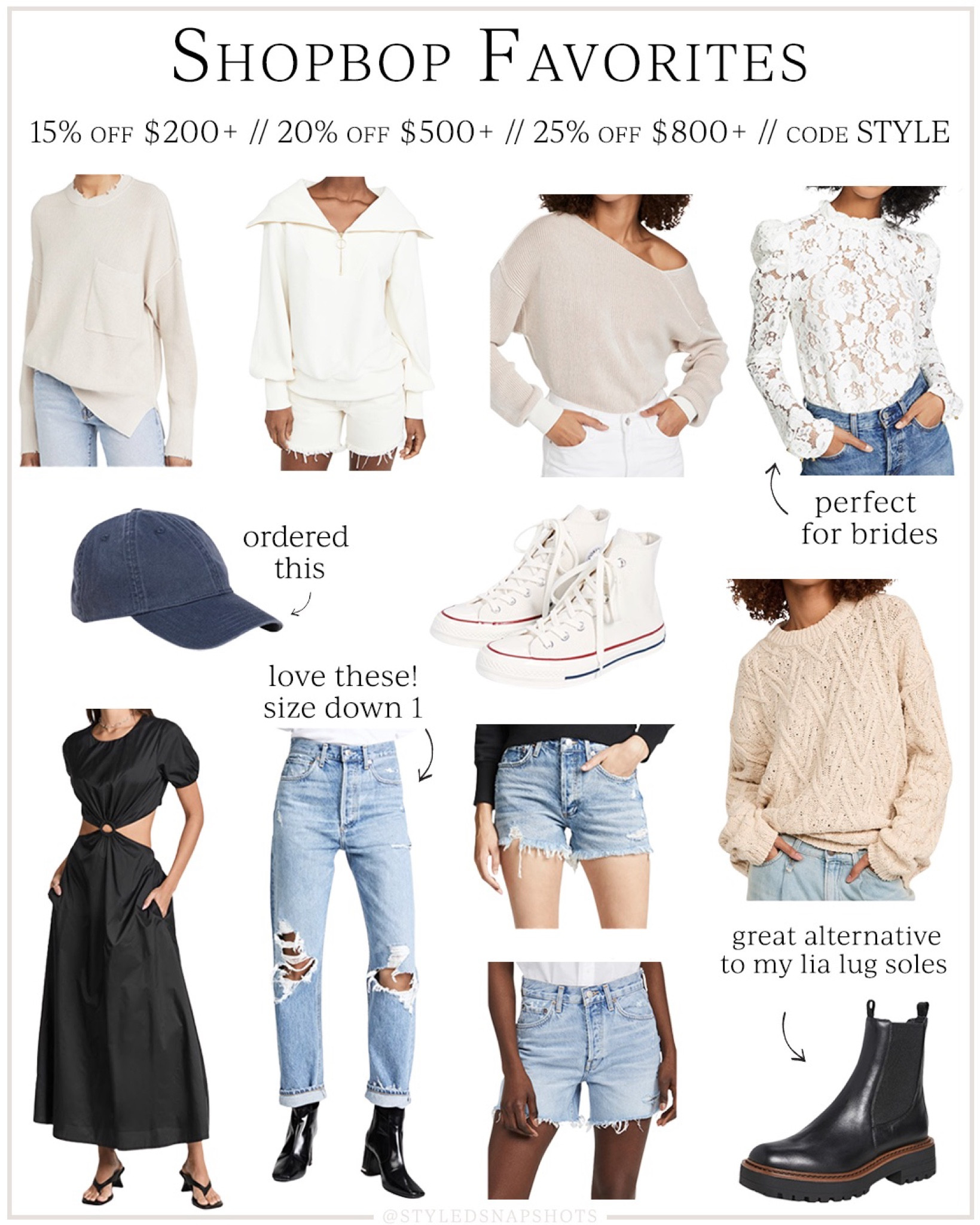 Shopbop sale - up to 25% off with code STYLE 

#LTKSeasonal #LTKsalealert #LTKunder100