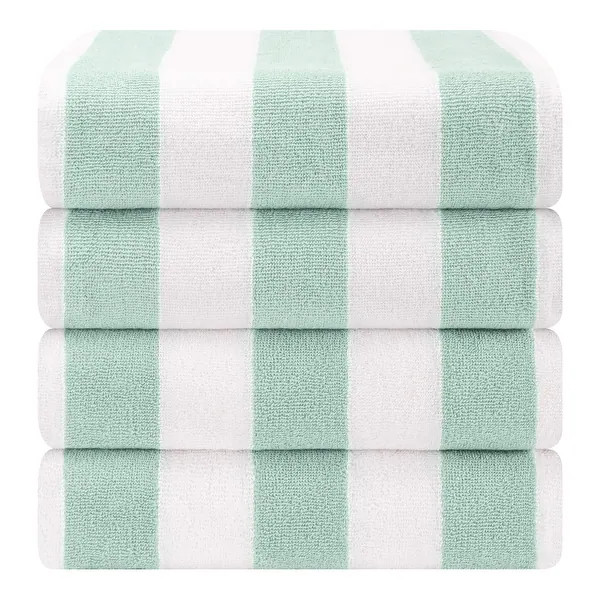 American Soft Linen, Premium Cotton 4 Pack Beach Towels, 30 x 60 Cabana Striped Pool Towels - Min... | Bed Bath & Beyond