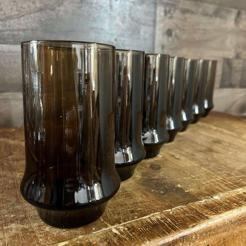 Libbey Glass Company Brown Tawny Impromptu Flat Tumbler Glasses - Set of 7 | Etsy (US)