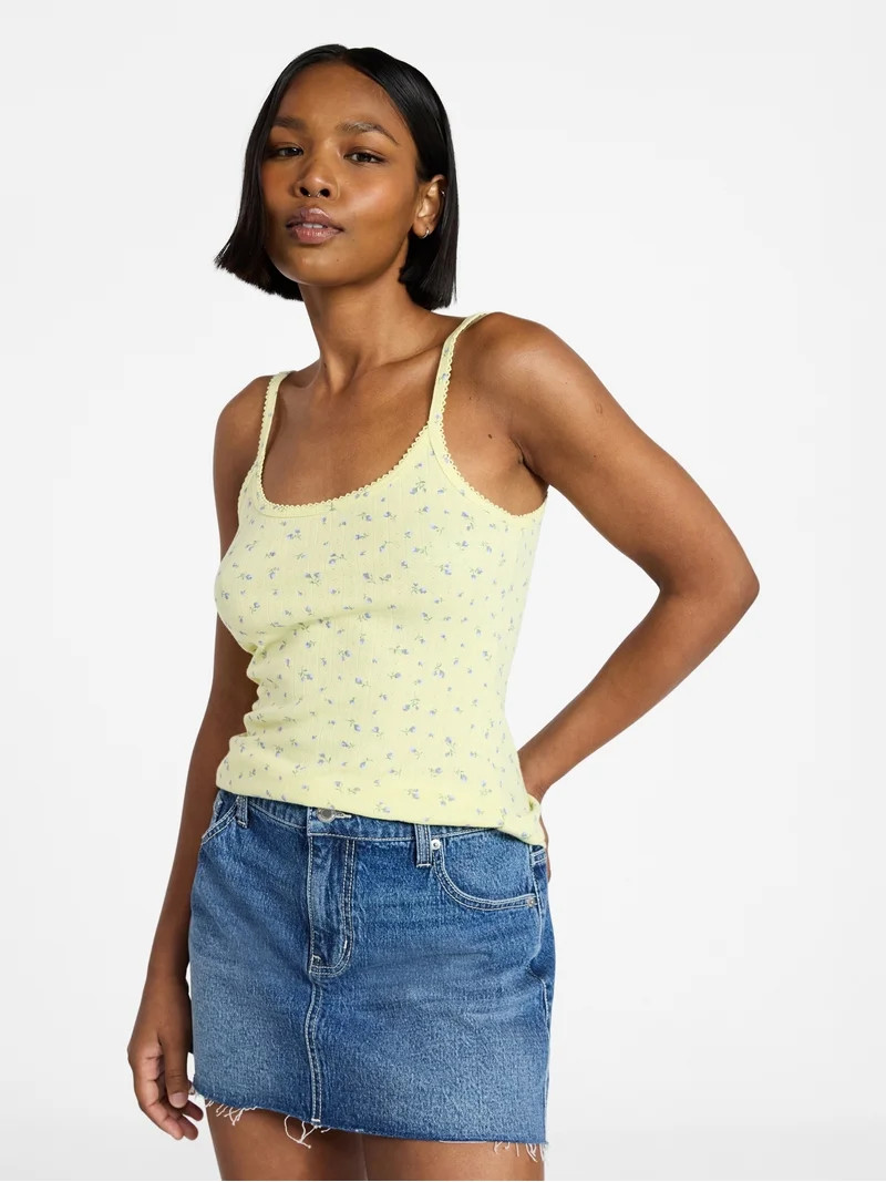 No Boundaries Pointelle Tank Top, Women's XXS-XXL | Walmart (US)