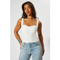 Womens Corset Detail Bodycon Top - White - 10 | boohoo (US & Canada)