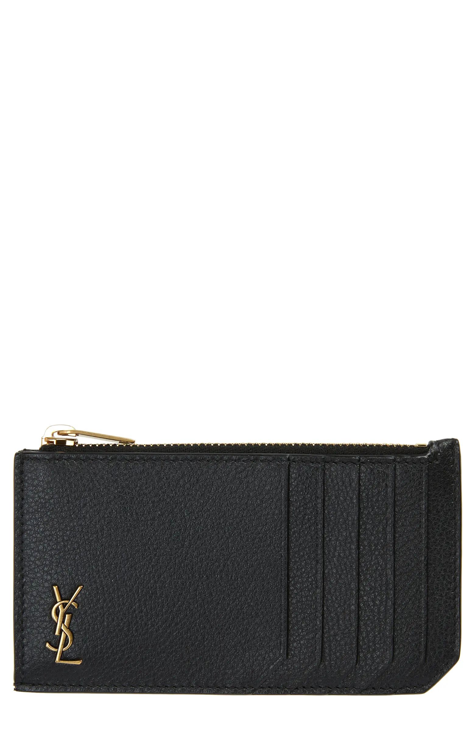 Fragments Monogram Leather Zip Card Case | Nordstrom