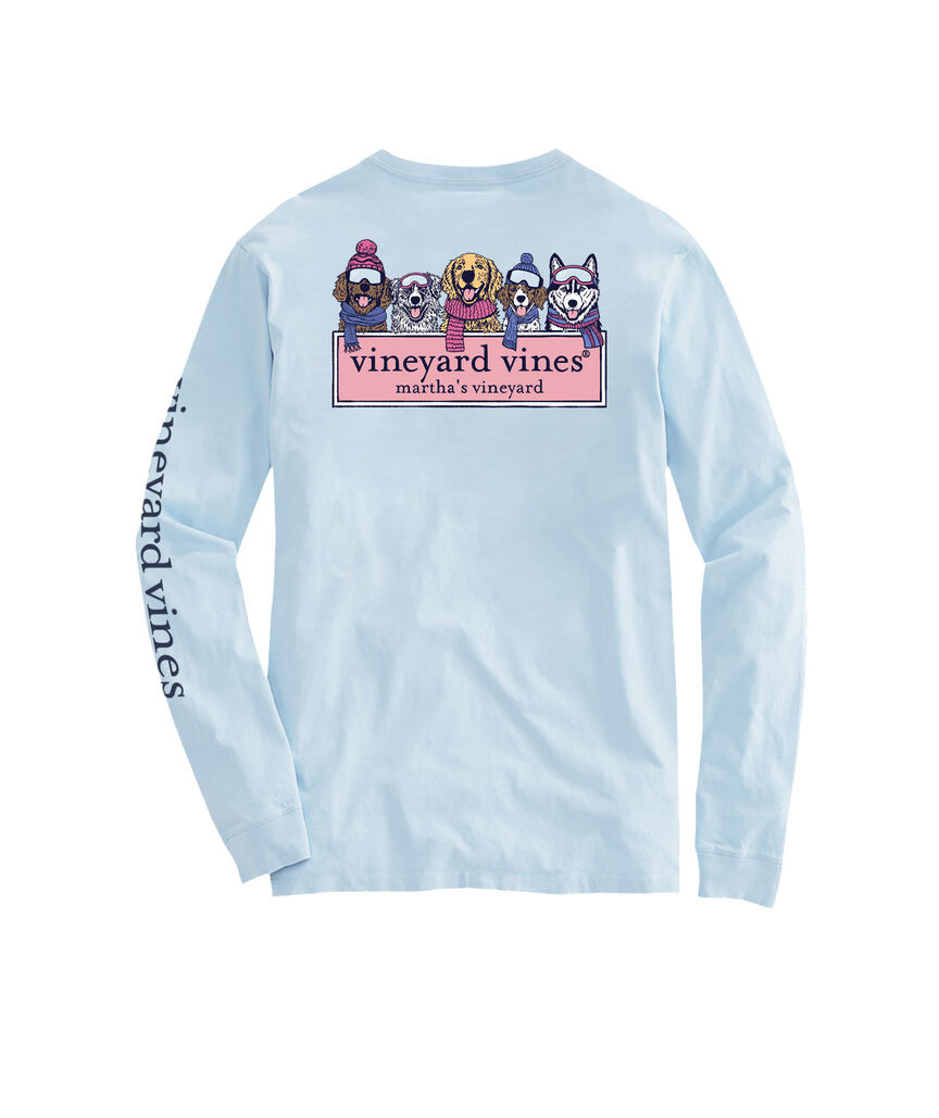 OUTLET Women's Winter Pups Logo Box Long-Sleeve Pocket Tee | vineyard vines