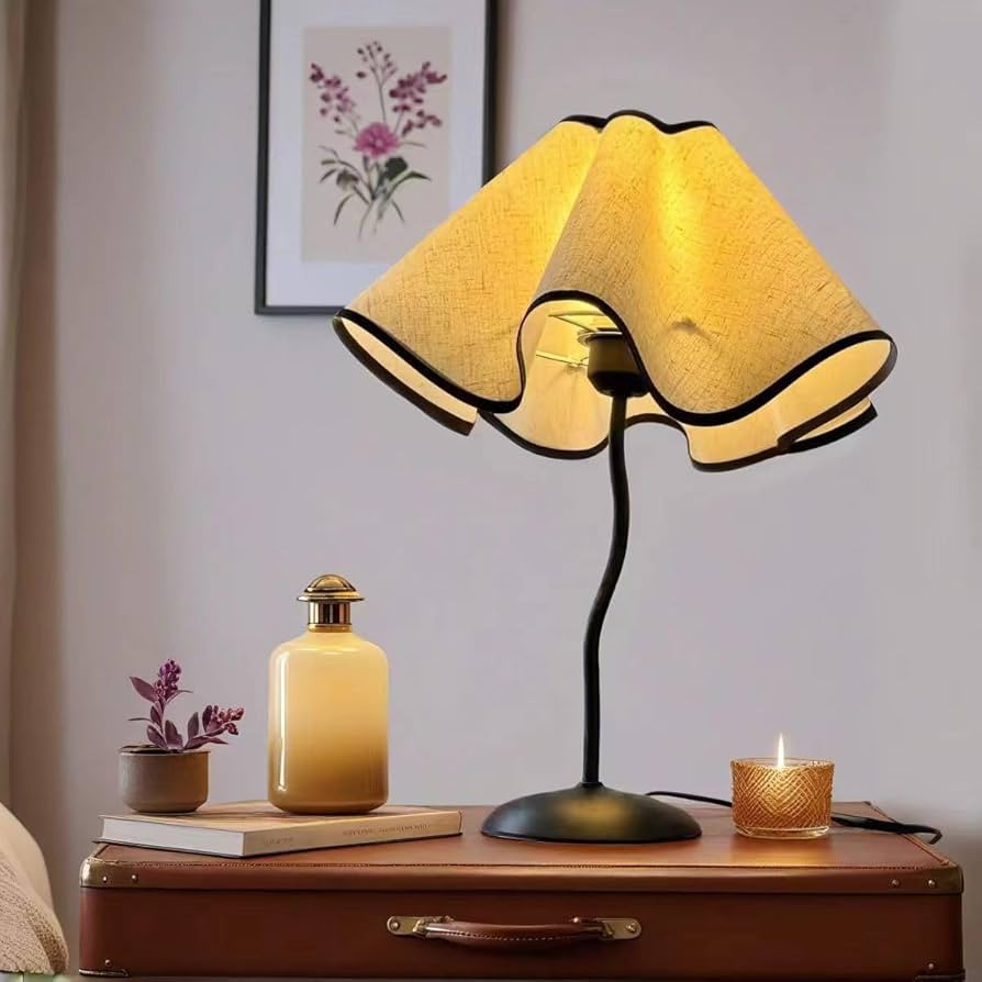 Bedside Lamp, 3 Color Temperatures Petals Decorative Modern Table Lamps with Lampshade Nightstand... | Amazon (US)