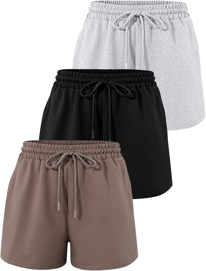 SUNBS Women‘s 3-Pack High Waist Sweat Shorts, Lounge & Sleep Shorts with Pockets, Comfy Casual ... | Amazon (US)
