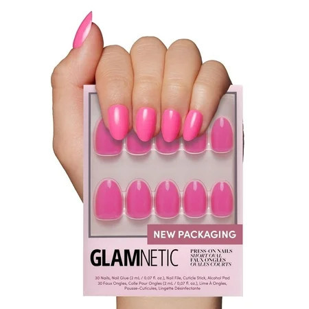 Glamnetic Press On Nails - Hot Pink | Opaque Bright Neon Pink Short Oval Fake Nails Salon Quality 30 count | Walmart (US)