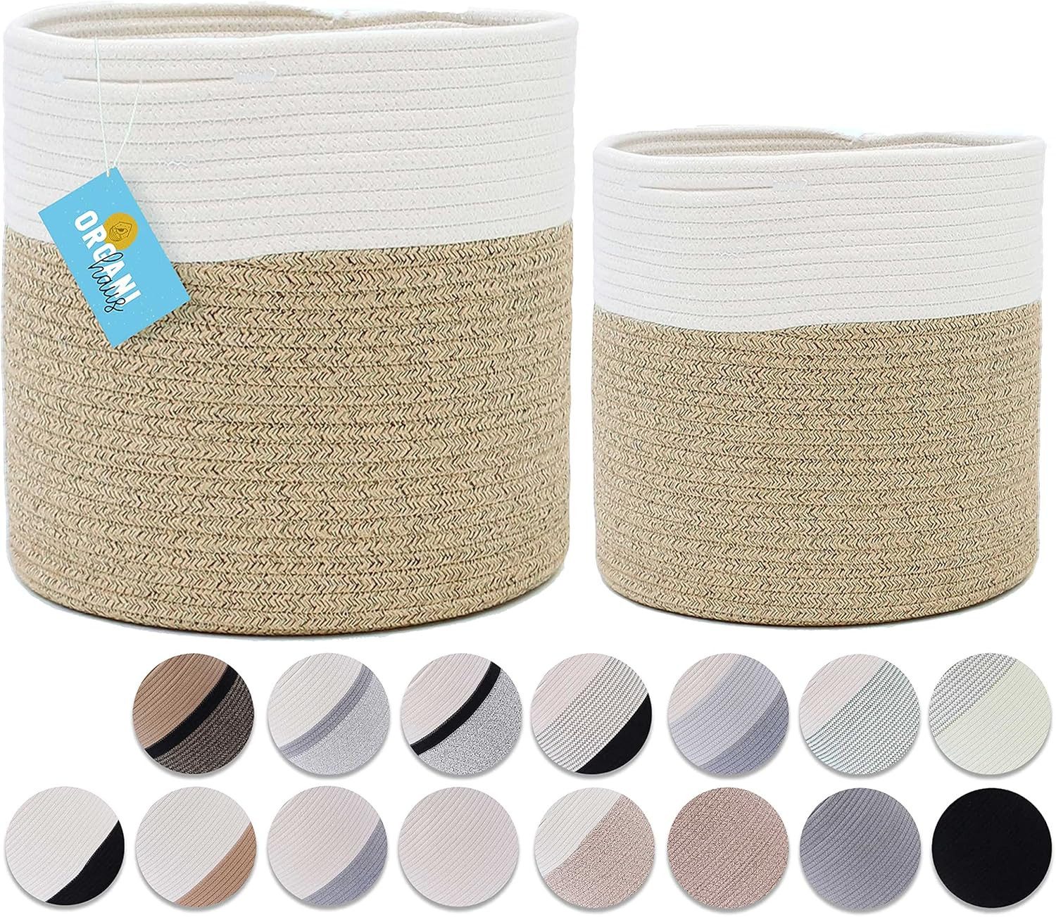 OrganiHaus 2-Pack Stylish Cotton Rope Planter Baskets for Indoor Plants | Storage Baskets for Cra... | Amazon (US)