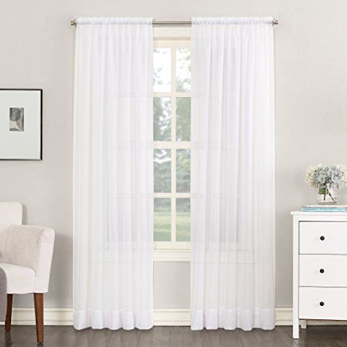 No. 918 Emily Sheer Voile Rod Pocket Curtain Panel, 59" x 84", White , 1 Panel | Amazon (US)