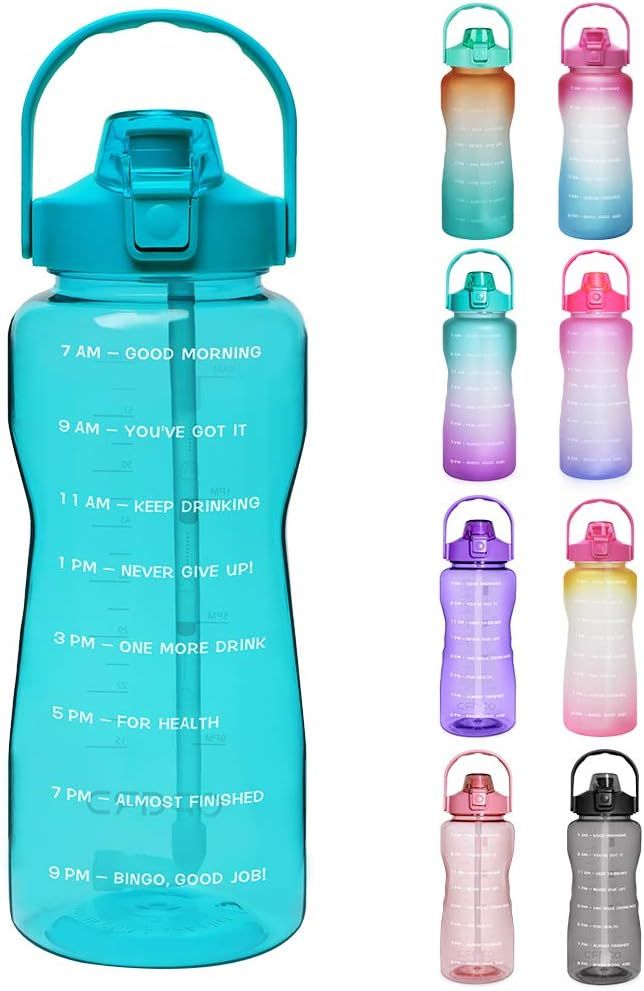 Opard 64 oz Water Bottle with Time Marker to Drink Half Gallon Motivational Water Bottle with Str... | Amazon (CA)