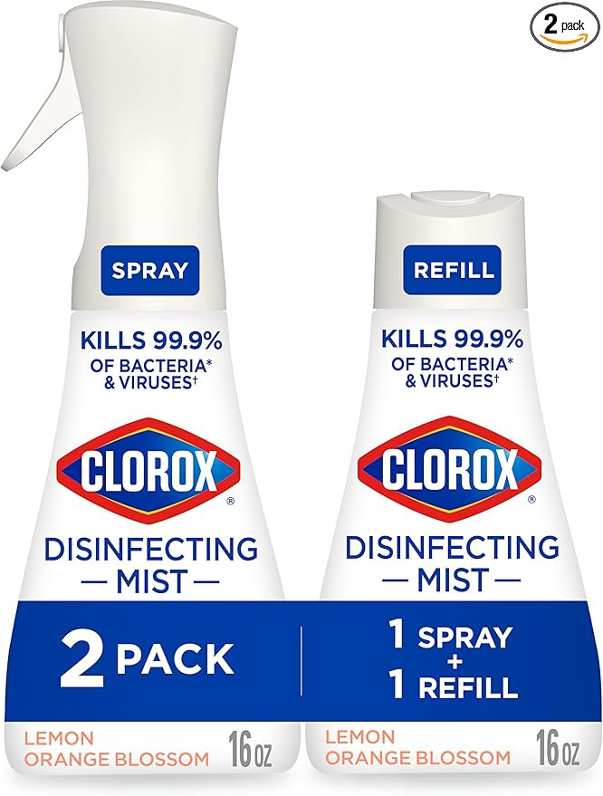 Clorox Disinfecting Mist, Lemon and Orange Blossom, 1 Spray and 1 Refill, 16 oz Each | Amazon (US)