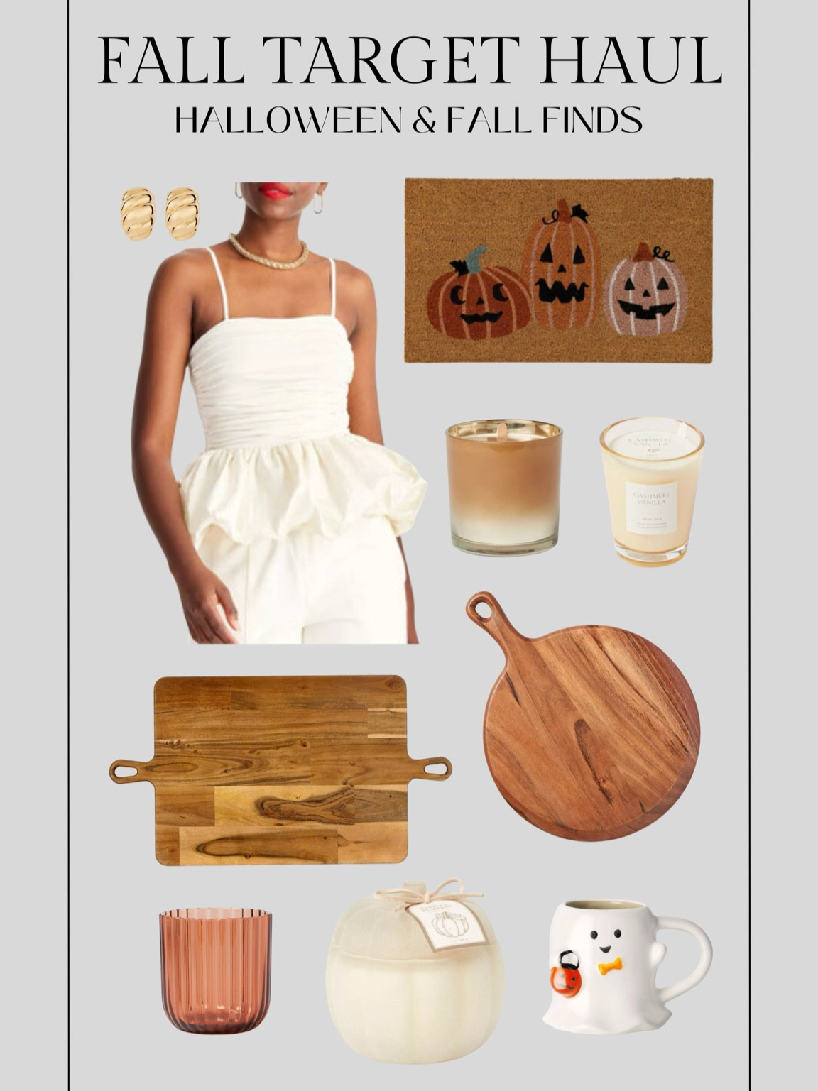 Fall Target haul! 🎯 

Target, Halloween decor, fall candles, wood cutting board, pumpkin candle, Halloween doormat, ghost mug, pumpkin mug, Halloween mug, Halloween craft, target Halloween, Andrew home, Christine Andrew 

#LTKSeasonal #LTKHome #LTKFindsUnder50