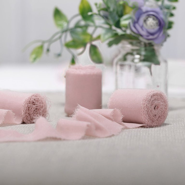 Efavormart 1.5" x 6 Yard - Set of 2 Blush Chiffon Ribbon Rolls For Bouquets, Wedding Invitations ... | Walmart (US)