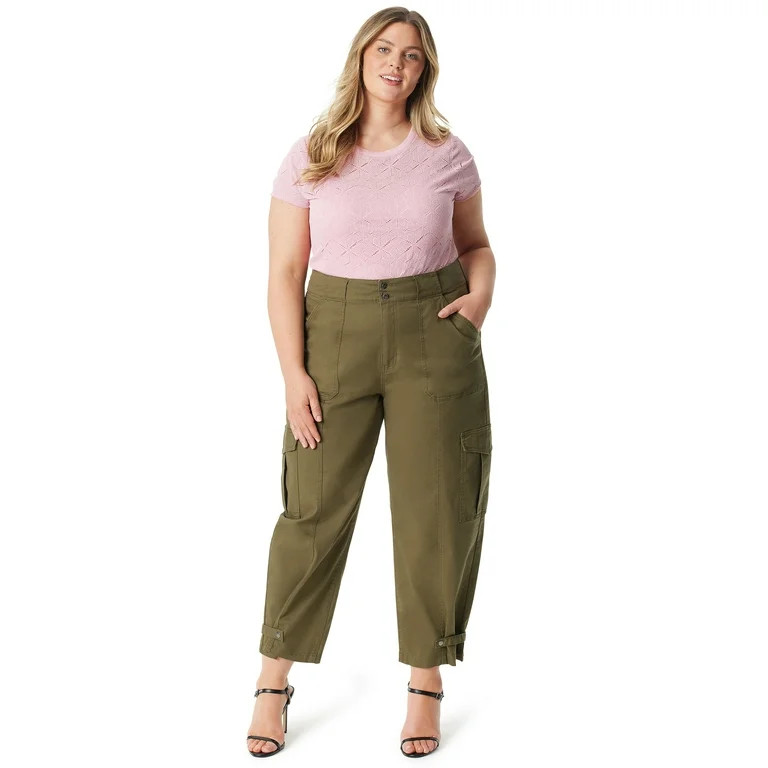 Jessica Simpson Women's and Women's Plus Low Slung Cargo Ankle Pants | Walmart (US)