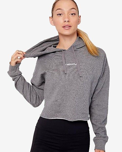 Rebody Logo Fleece Cropped Hooded Sweatshirt | Express