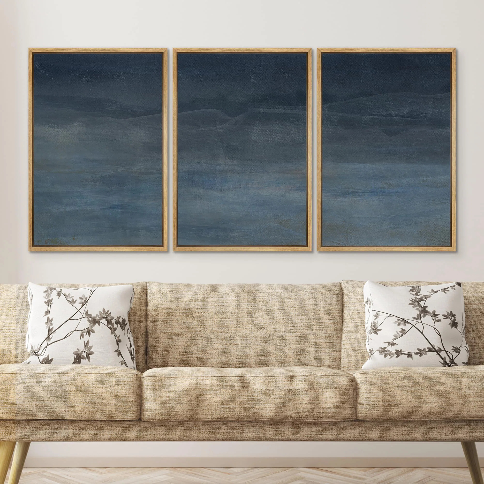 " Abstract Blue Landscape Modern Minimalist Navy Blue And Gray Nature Wilderness Modern Cool " 3 ... | Wayfair North America