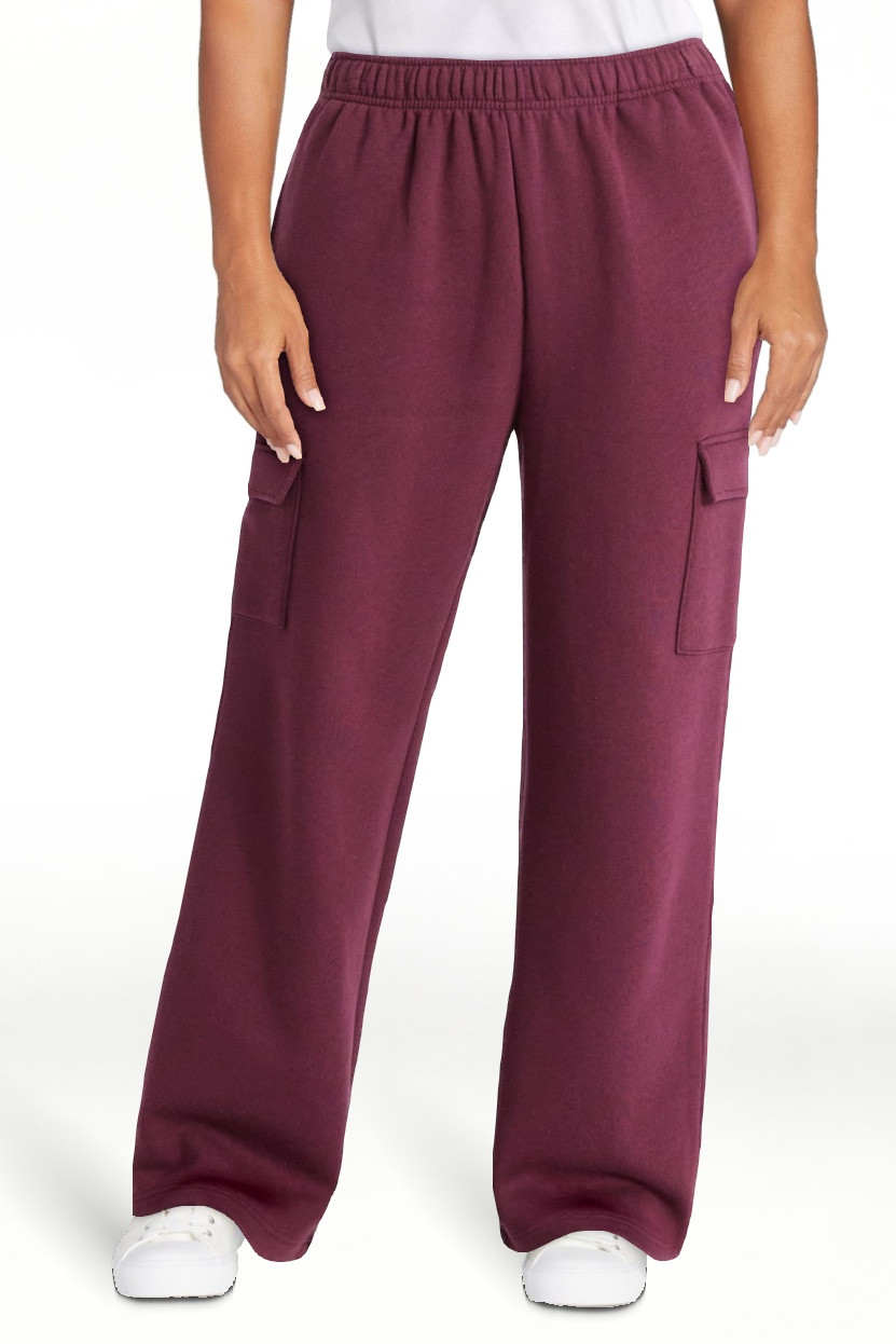 No Boundaries Fleece Cargo Wide-Leg Pants, 30'' Inseam, Women's - Walmart.com | Walmart (US)