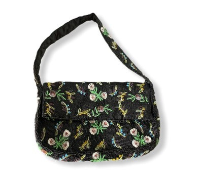 Lord and Taylor Black Beaded Floral Hand Bag Purse Evening Formal Classic | eBay AU