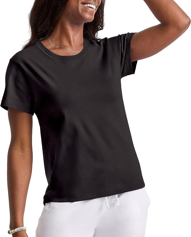 Hanes Originals Tri-Blend, Curved-Hem Tee, Classic Crewneck T-Shirt for Women, Plus | Amazon (US)