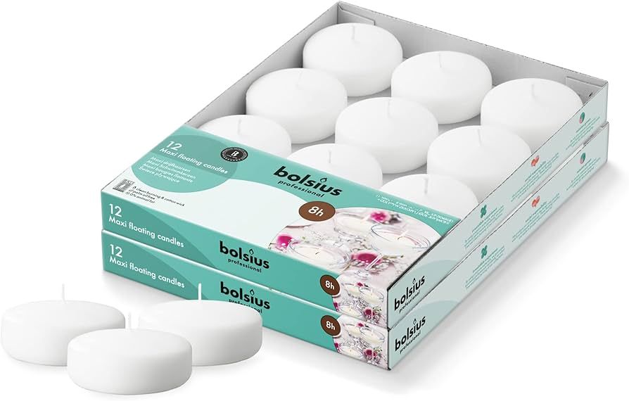 BOLSIUS 3 Inch White Floating Candles - 24 Count Unscented - Premium European Quality - Imbue Bre... | Amazon (US)