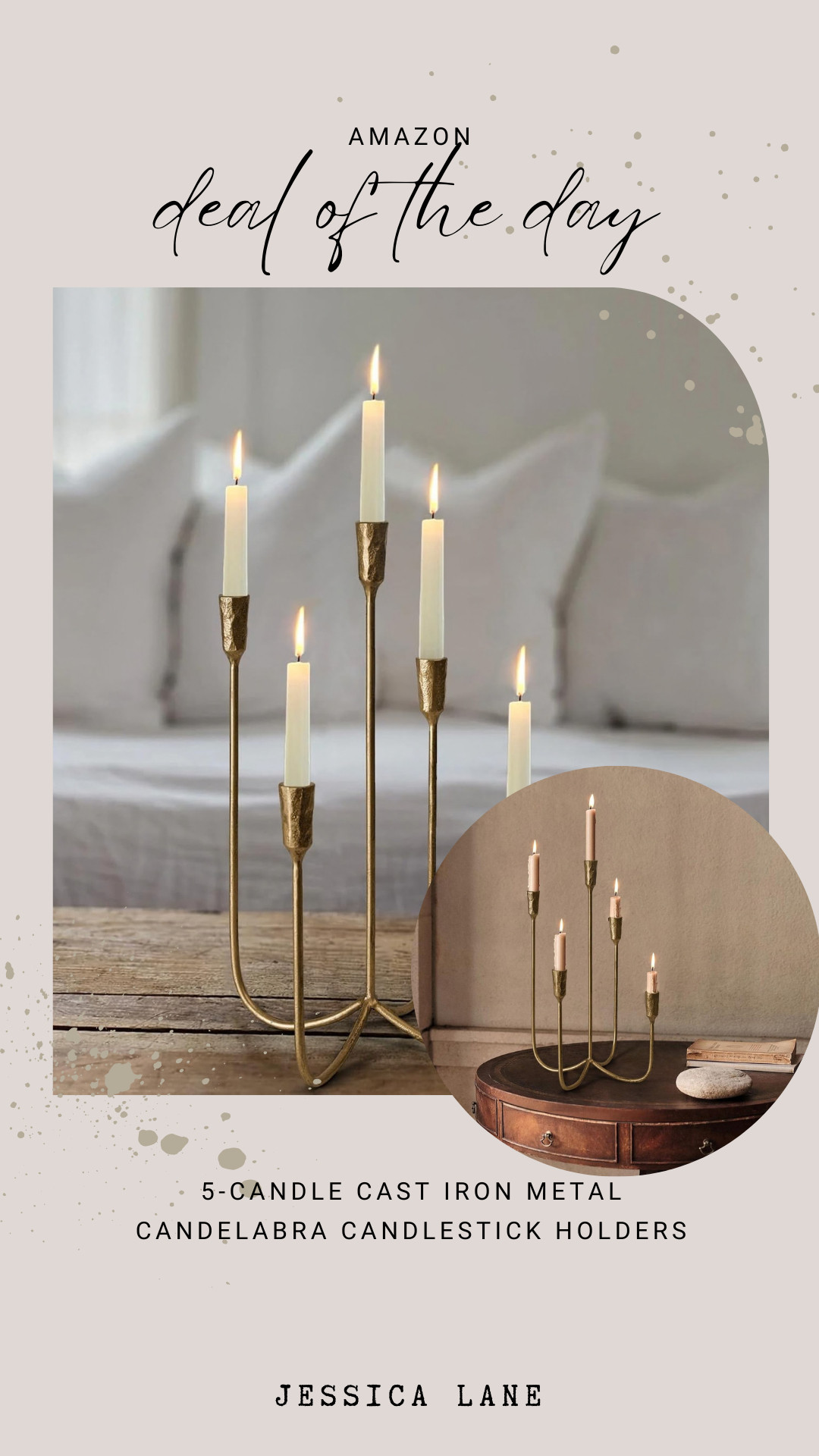 This 5-candle cast iron candelabra adds a dramatic vintage touch to any fireplace mantel or dining table. The sturdy craftsmanship makes it a striking focal point for moody decor.
#vintagehome #homedecor #interiordesign #amazonhome 

 #LTKSeasonal #LTKHome #LTKSaleAlert