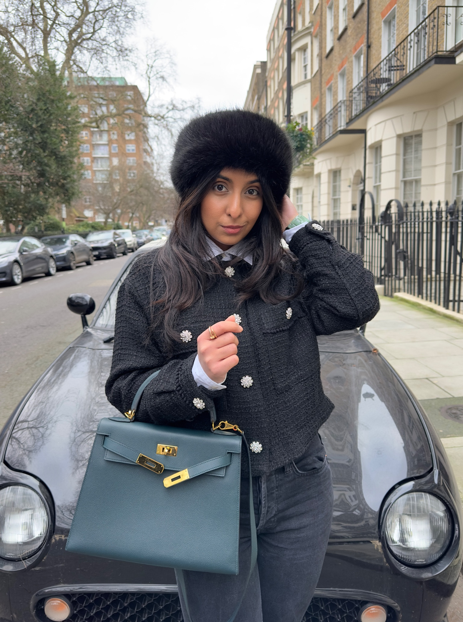 Zara, Mango, Massimo dutti, Re/done, Hermes, Dior, Charlotte tilbury, Ebay, Fashionphile, Helen moore, transitional outfit, transitional style, winter outfit, winter fashion, textured jacket, black jacket, tweed jacket, white shirt, black denim jeans, faux fur headband, faux fur hat, lace heels, Hermes kelly, luxury fashion, winter outfit ideas, style inspiration 

#LTKstyletip #LTKeurope #LTKSeasonal