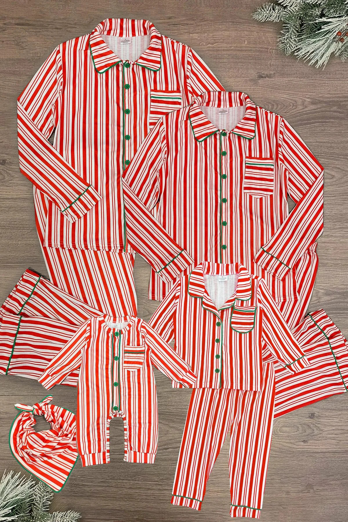 Candy Cane Stripe Family Pajamas - AND PET BANDANA! | Sparkle In Pink