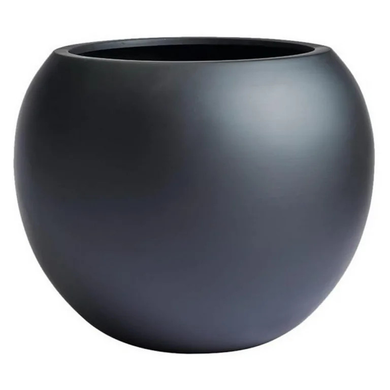 Signature Mount Sherman 1-Piece Fiberstone Planter for Indoor/Outdoor, Black, 13.5" H x 17" Dia (... | Walmart (US)