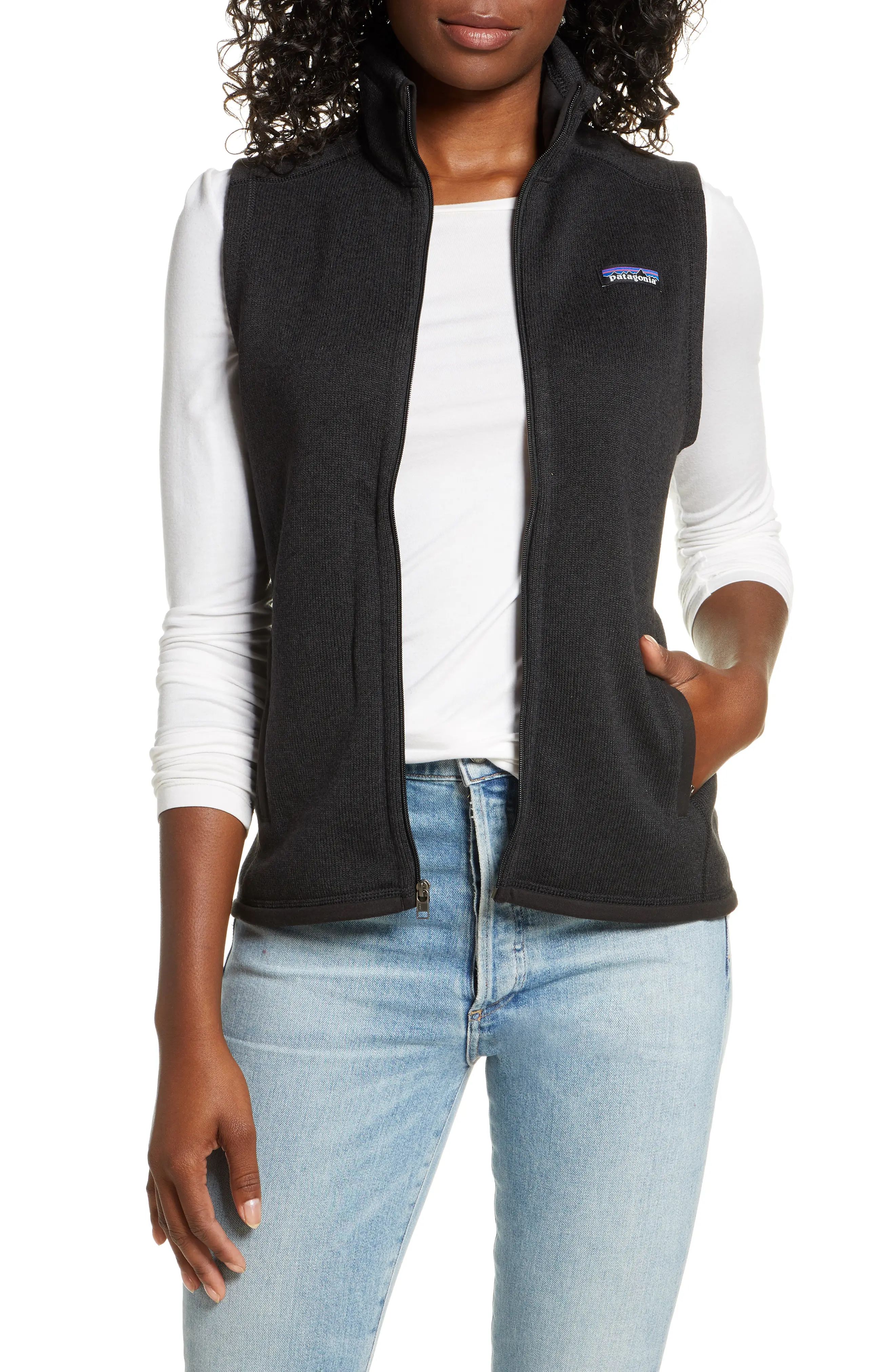 Women's Patagonia Better Sweater Zip Vest, Size Large - Black | Nordstrom