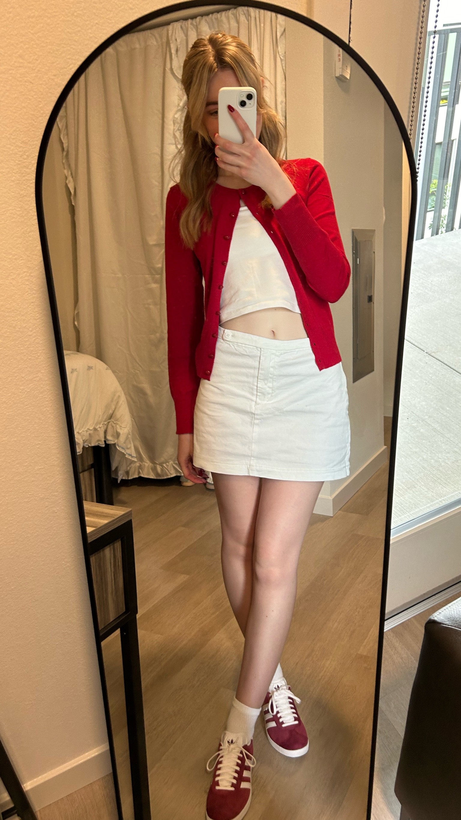 Valentine’s Day outfit! Love this cute look for valentines. Love the pop of red and have been loving wearing these burgundy Adidas shoes!

Red cardigan - small
Tank - one sizee
Skirt - one size from Brandy Melville (similar ones linked)
Adidas Gazelle Shoes in burgundy - size 7 (sized half a size down)

#LTKstyletip #LTKparties #LTKSeasonal