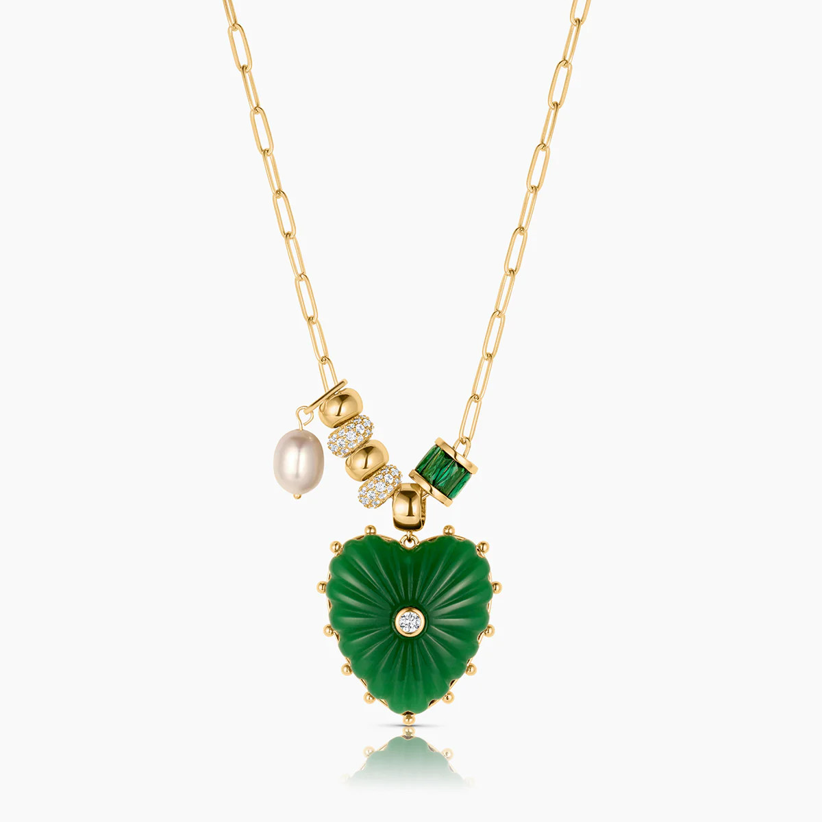 Soirée Green Jade Heart Necklace | Thatch