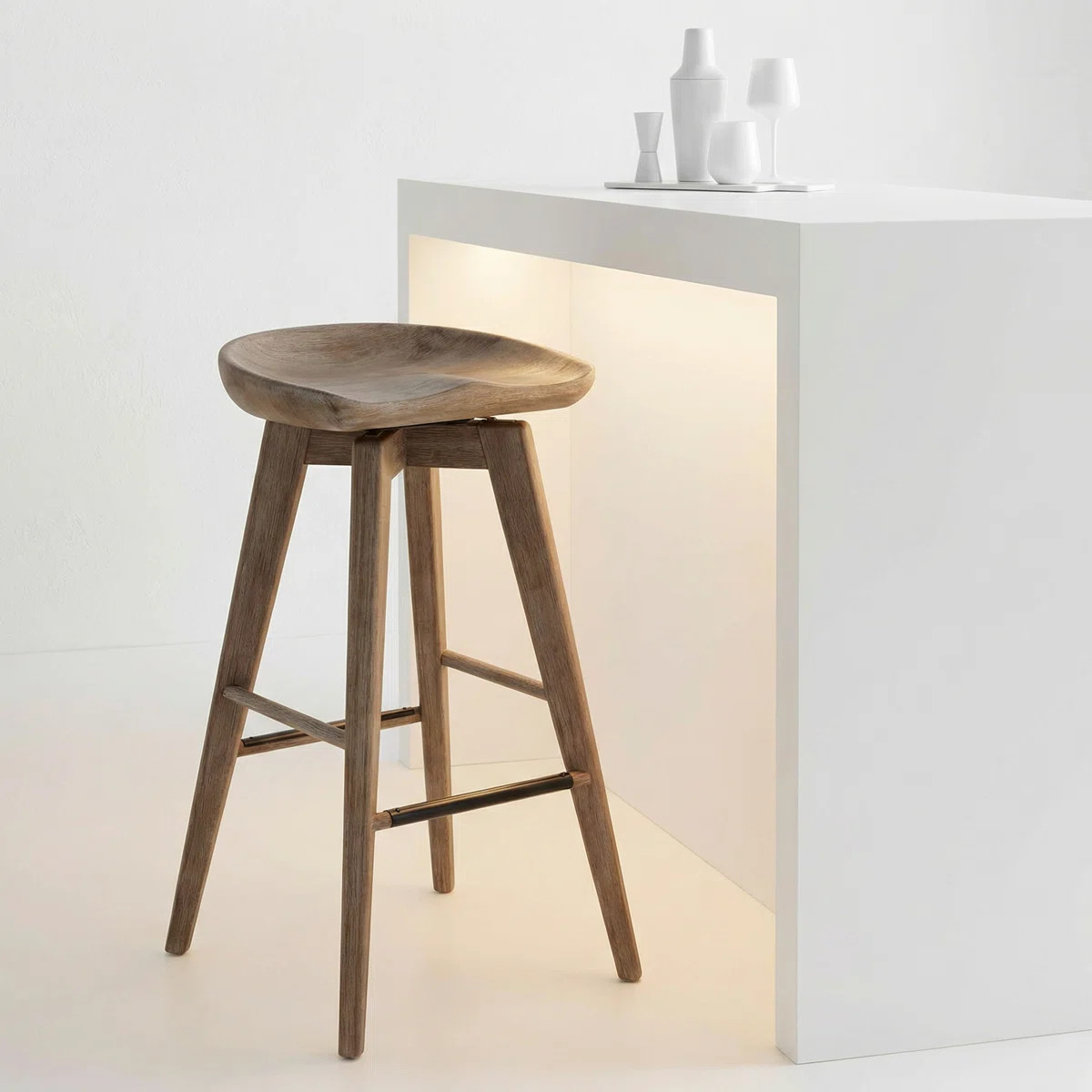 Saunderstown Swivel Solid Wood Counter Stool | Wayfair North America