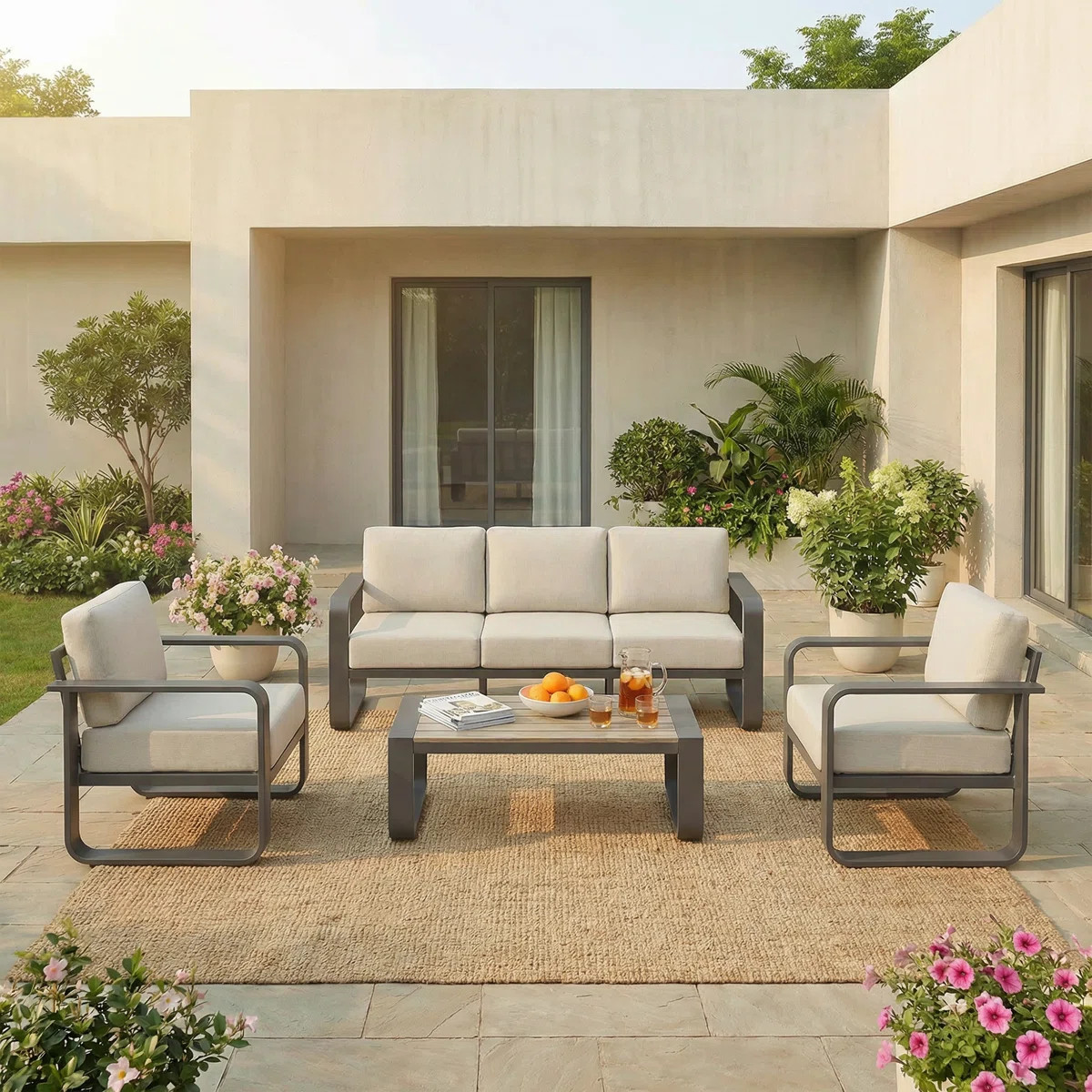 5 - Person Patio Conversation Set With Cushions | Wayfair North America