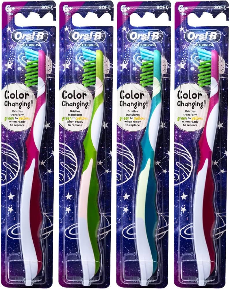 Oral-B Pro-Health Junior CrossAction Galaxy Toothbrush, Ages 6+, Soft - Pack of 4 | Amazon (US)