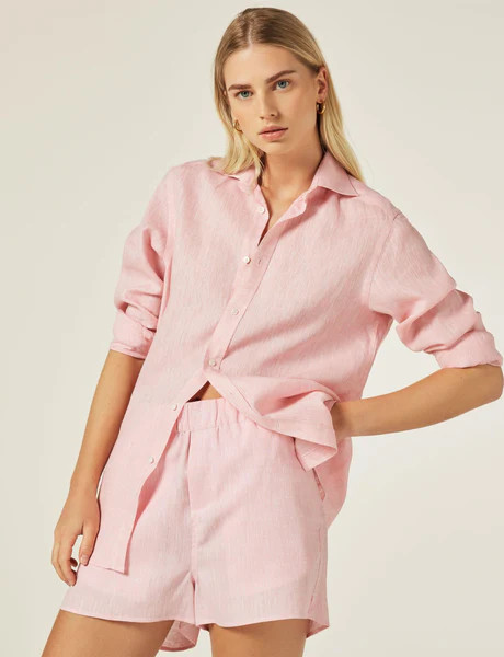 The Boxer: Linen, Grapefruit Pink | With Nothing Underneath