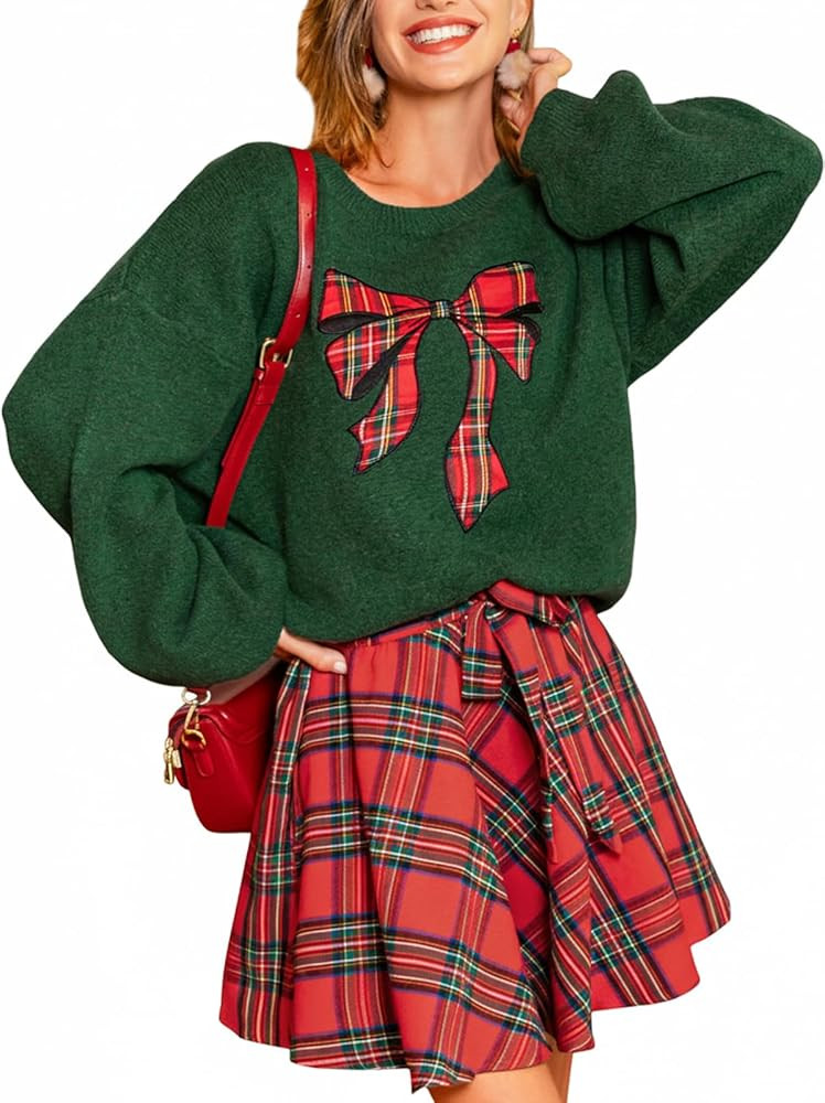 CUPSHE Womens Long Sleeve Christmas Fall Sweater Crewneck Pattern Loose Fit Pullover Holiday Swea... | Amazon (US)