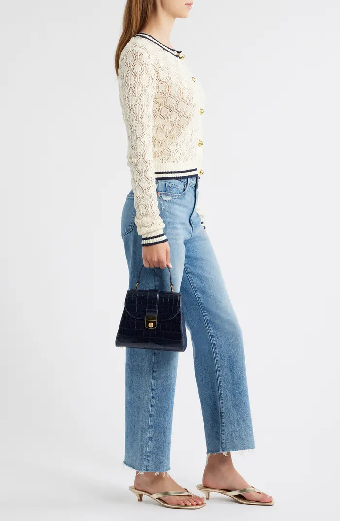 Veronica Beard Crest Lock Croc Embossed Leather Top Handle Bag | Nordstrom | Nordstrom