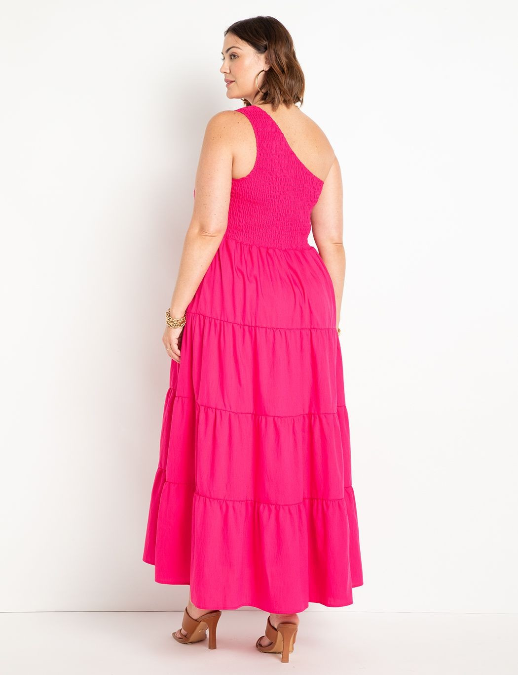 Smocked Bodice One Shoulder Dress | Women's Plus Size Dresses | ELOQUII | Eloquii