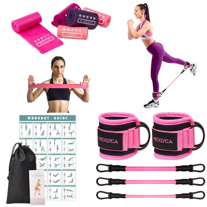 Mexlyca Resistance Bands Set – Resistance Band and Adjustable Ankle Exercise Bands with Cuffs G... | Amazon (CA)