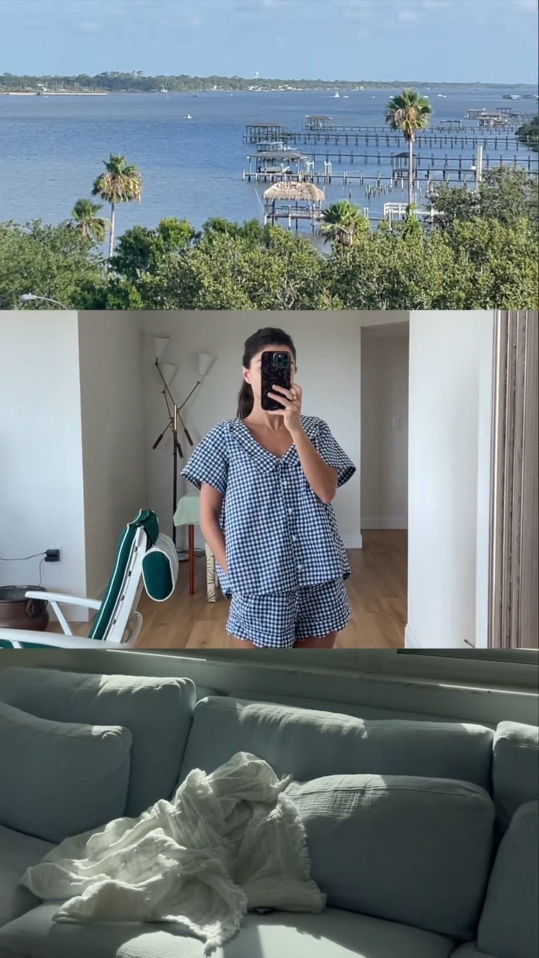[6/23/25] morning routine in Florida 🌞 

• pajama set, 100% cotton. wearing xs
• swim is greybandit, wearing xs. code viv15 