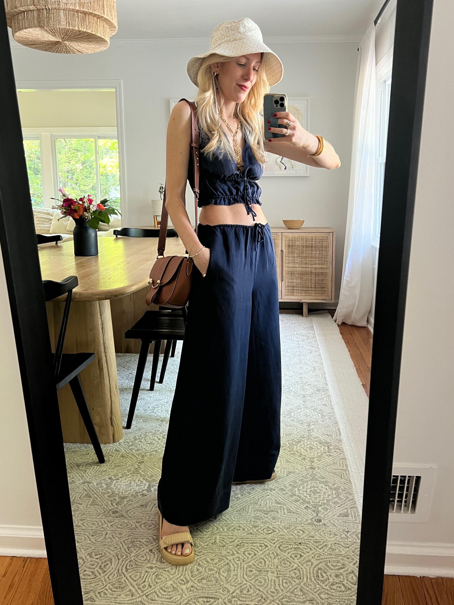 My perfect summer look (as long as I’m not bloated lol)🤌🏻

Set: Onia  (they have non-crop linen tops to match these pants too!)

Sandals: Dolce Vita

Bag: Strathberry 

Bracelet: Sezane

Necklace: Sequin Jewelry

Hat: DeRococo
#LTKFestival

#LTKOver40 #LTKParties