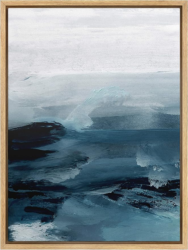 SIGNWIN Framed Canvas Wall Art Blue and White Print Abstract Brushstroke Canvas Prints Home Artwo... | Amazon (US)