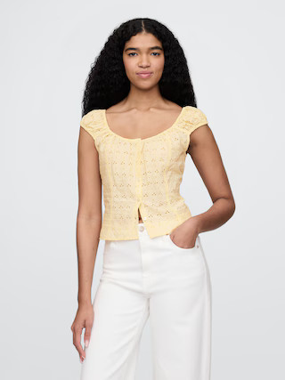 Cap-Sleeve Eyelet Top | Gap (US)